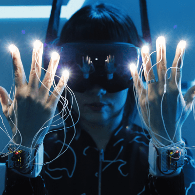 VR goggles and haptic feedback gloves